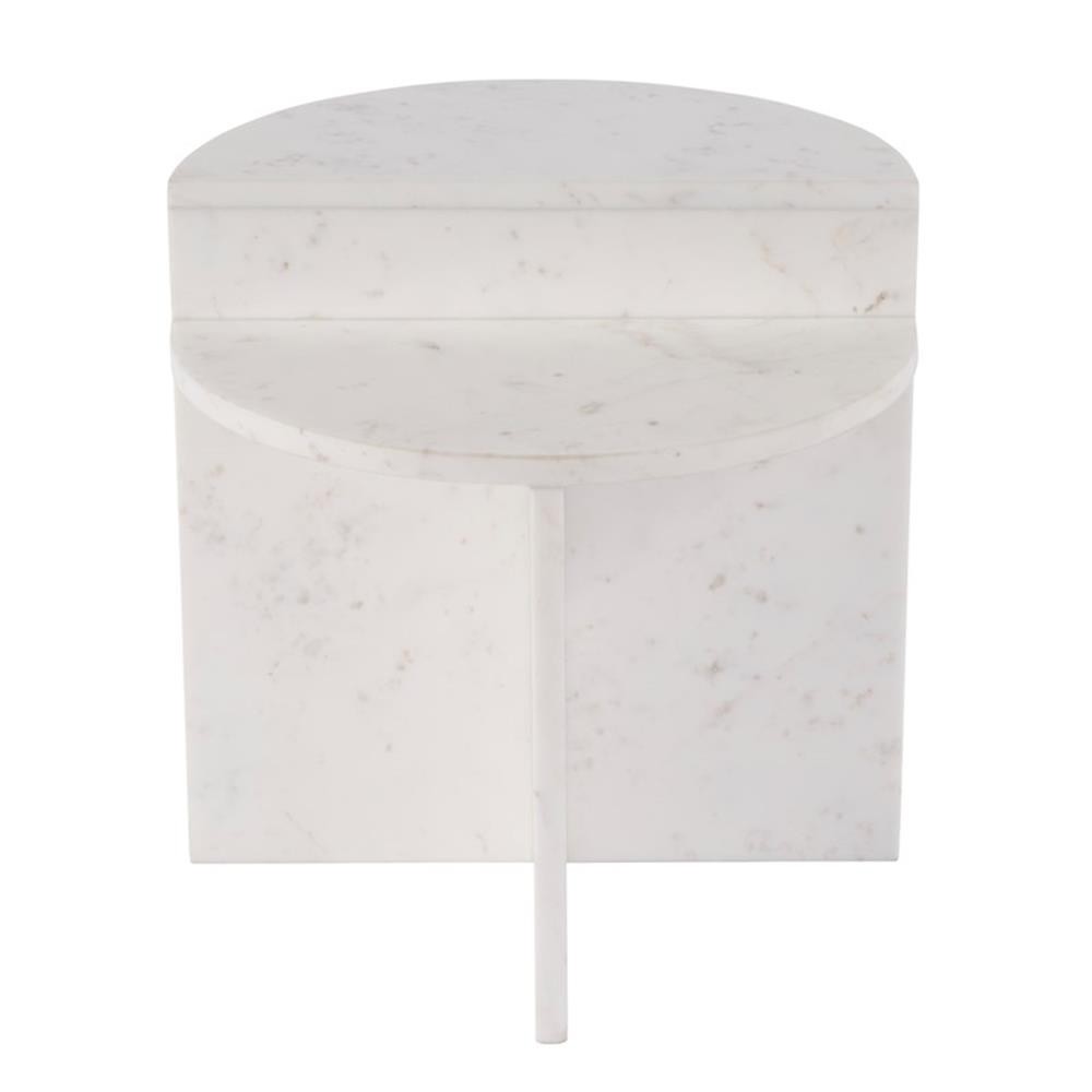 Pemberly Row Set of 2 19.5″W Round Marble Accent Tables in White
