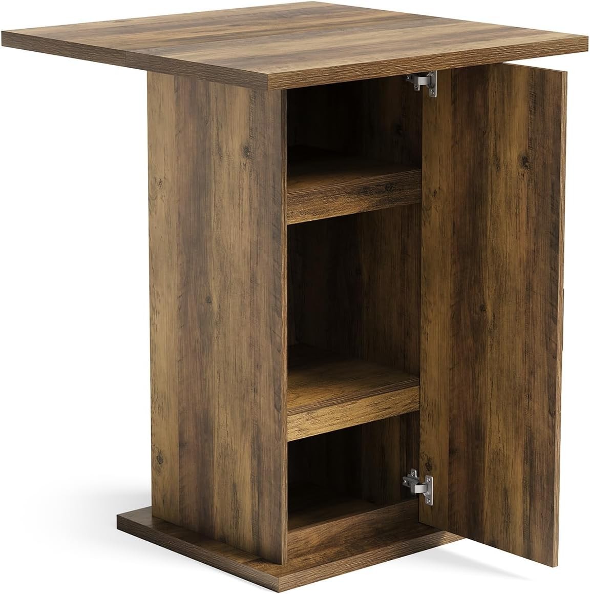Square Bar Table with Storage, 39.4″H Industrial Square High Top Pub Table