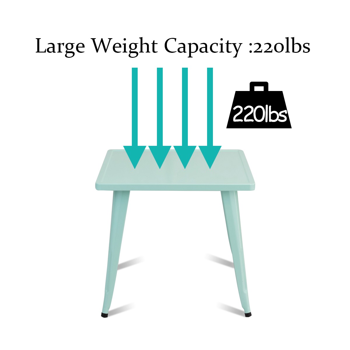 Kids Steel Square Table 27″ Children Play Learn Activity Table Indoor/Outdoor