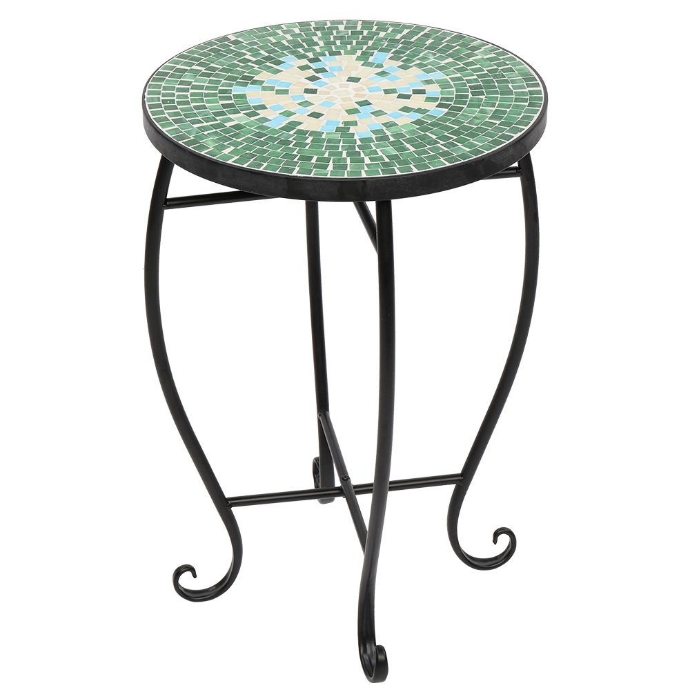 Mosaic Accent Table 14 in Round Side/End Table Plant Stand Decor for Patio Porch