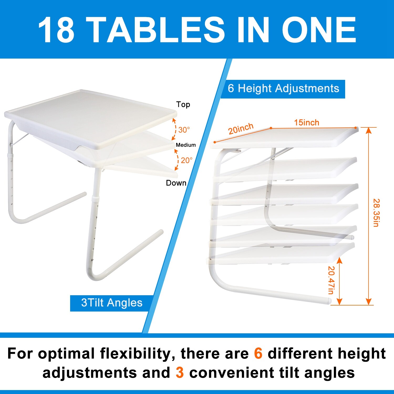 Portable Snack TV Dinner Laptop Tray Adjustable Folding Table Desk Sofa Bed Home