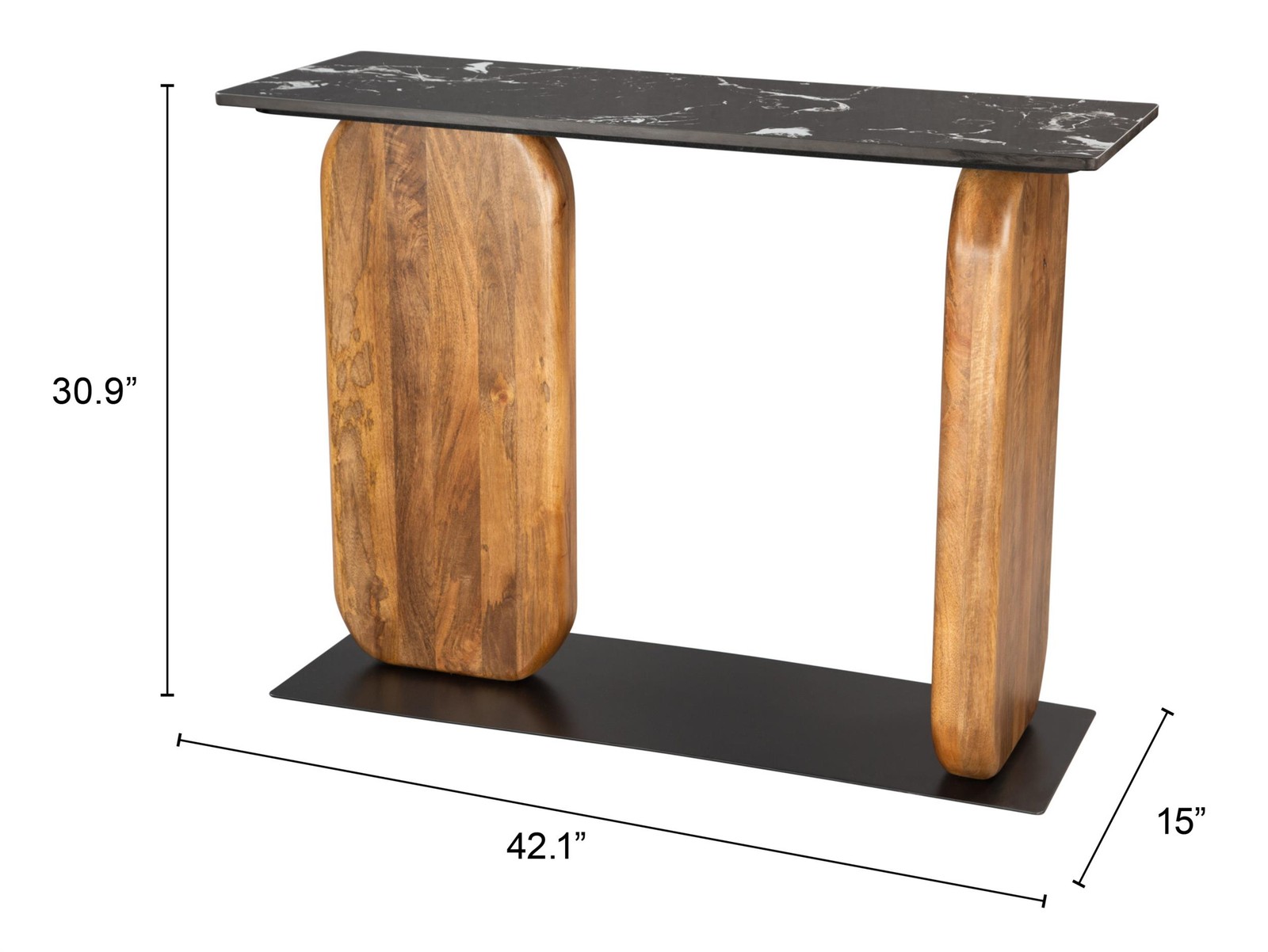 ZUO Pemba Natural Marble Top Rectangular Console Table in Multi-Color