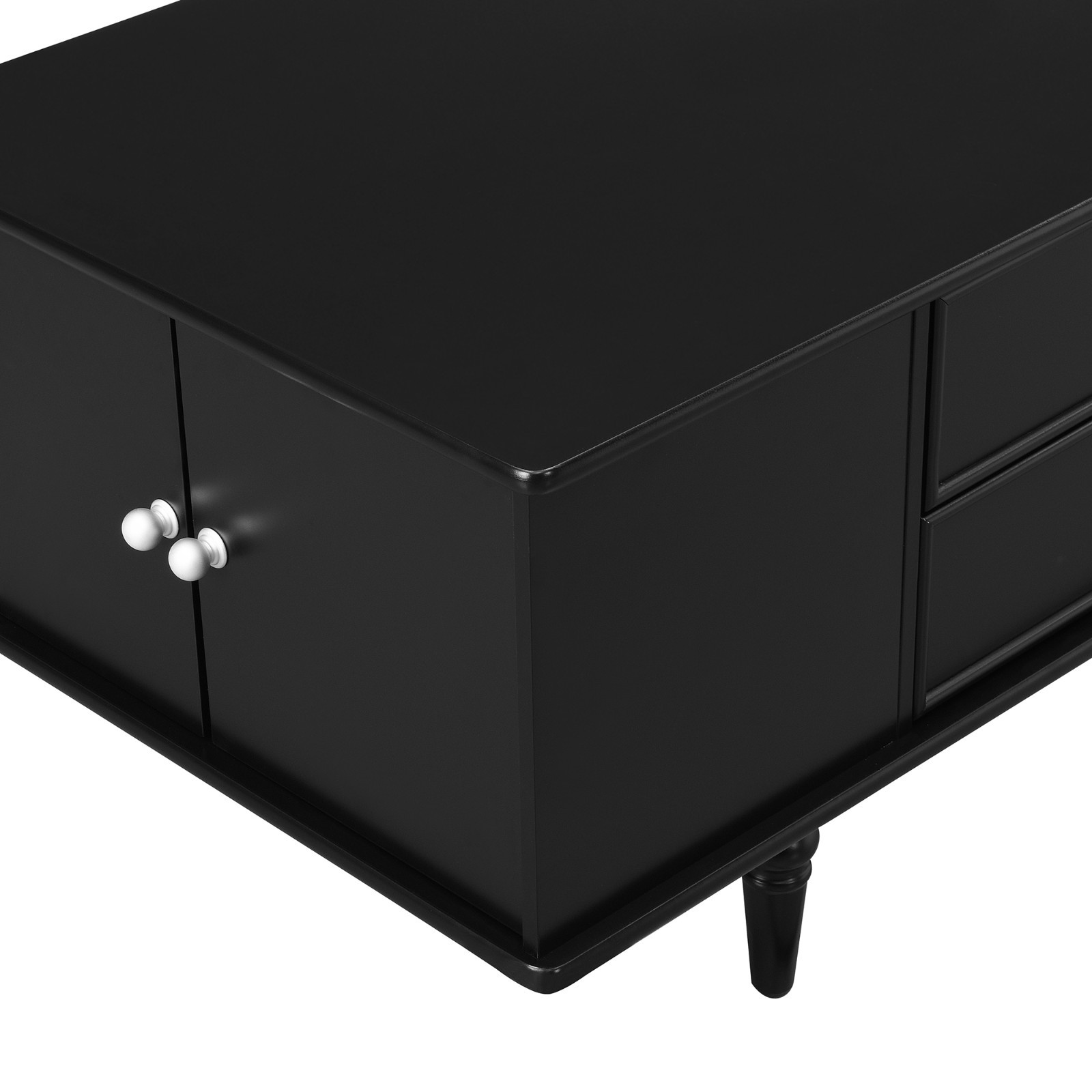 Modern Rectangle Coffee Table Center Table With Storage Drawers Solid Wood Legs