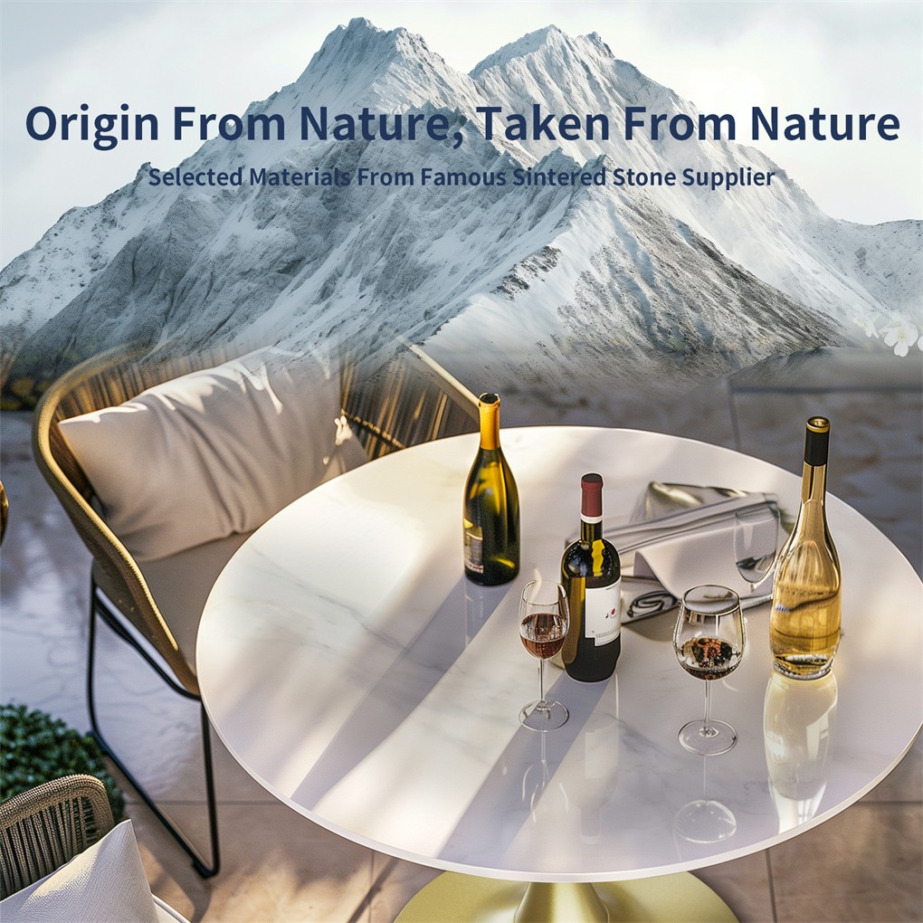 Exquisite Leisure Dining Table Marble Round Bar Table with Unique Pedestal Base