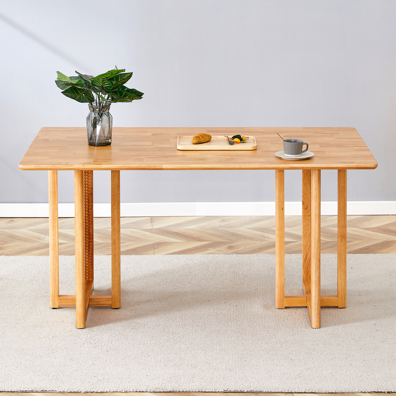 59″x35.4″ Wood Rectangular Dining Table Kitchen Desk Dinette Table Natural Color
