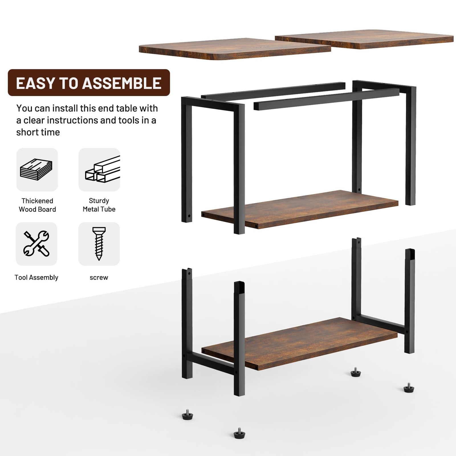 Side Table for Living Room, 3Tier End Table for Small Space with Wide Storage…