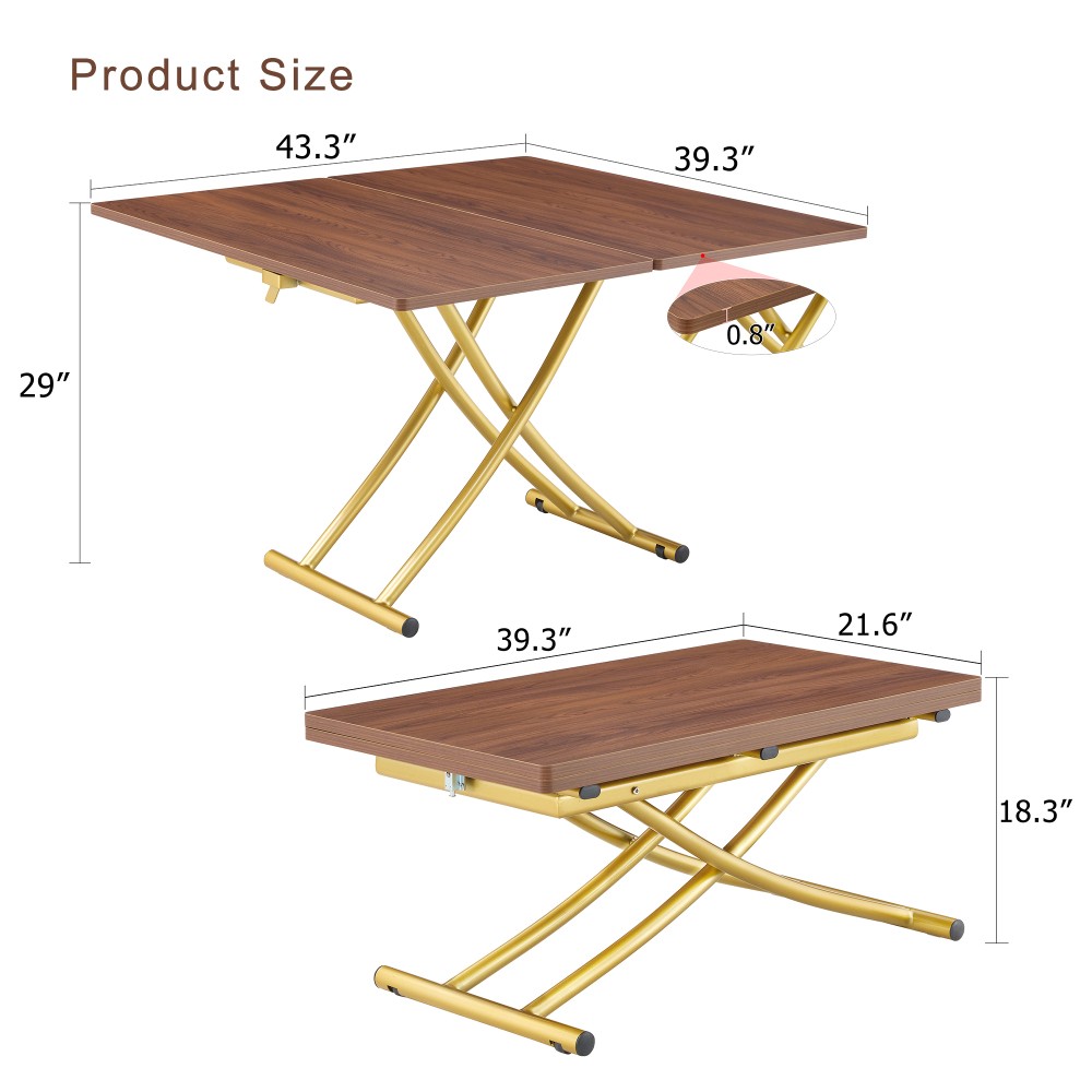 Adjustable Height Lift Table Desk for Dining, Office & Coffee Table