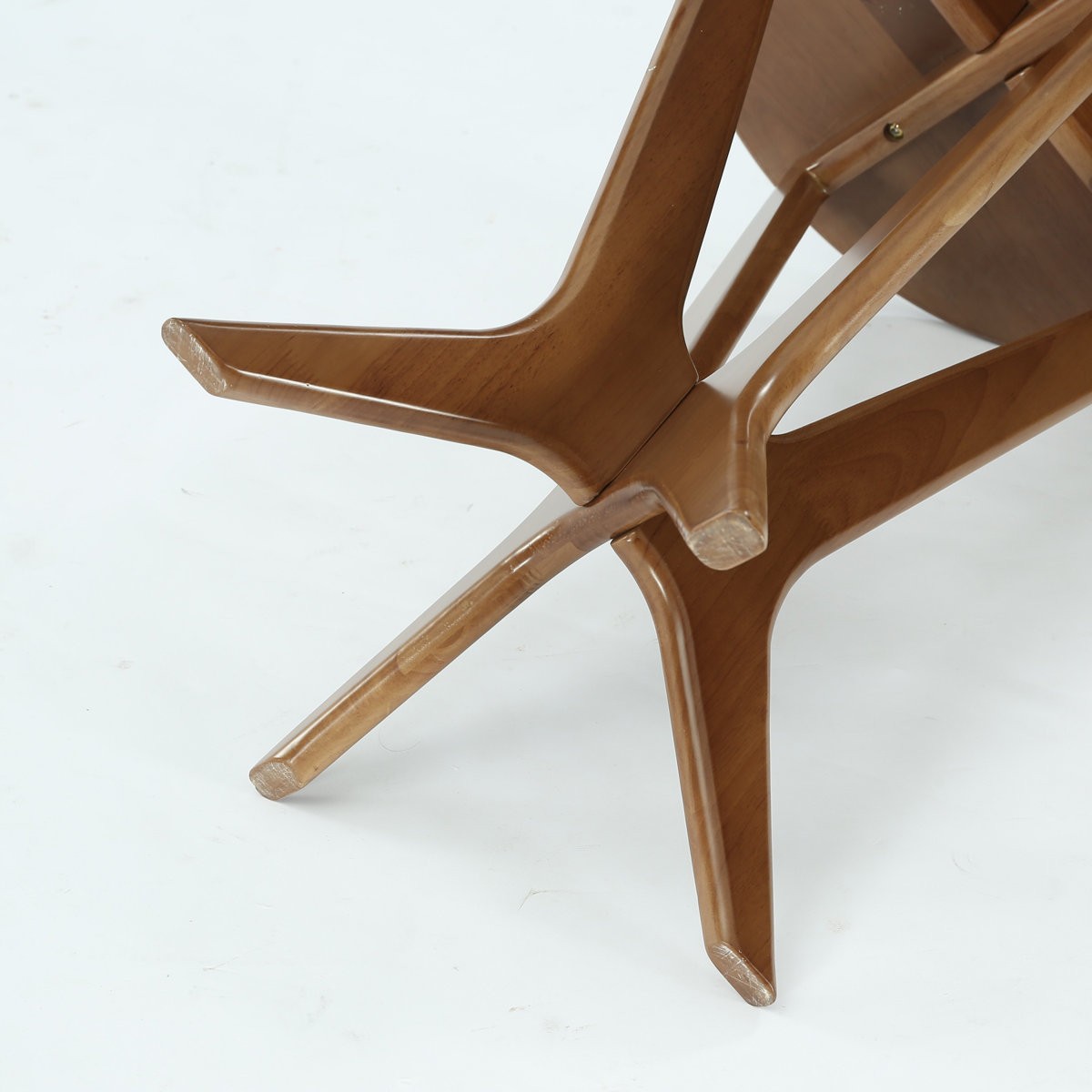 Solid Wood Round End Table 19.69” Mid-Century Modern Side Table for Living Room