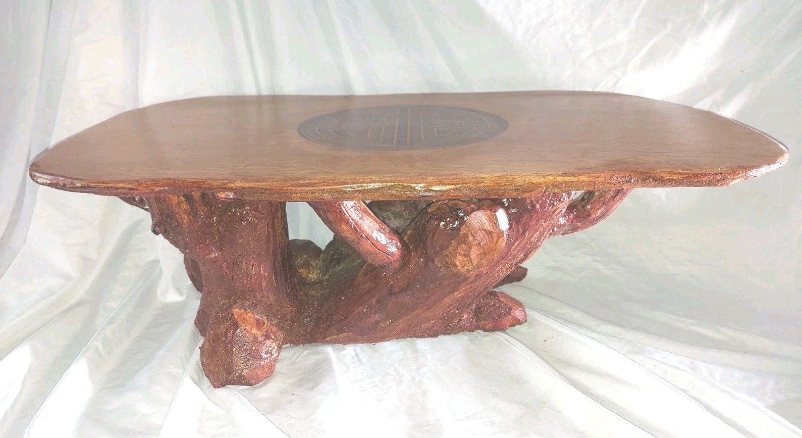 Asian Bonsai Table Solid Wood Cottagecore 32x18x11″ Manzanita & Rosewood Inlaid
