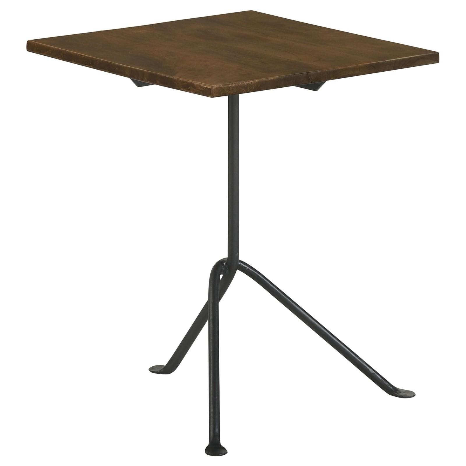 Pemberly Row 15.75″ Square Wood Top Accent Table in Dark Brown/Gunmetal