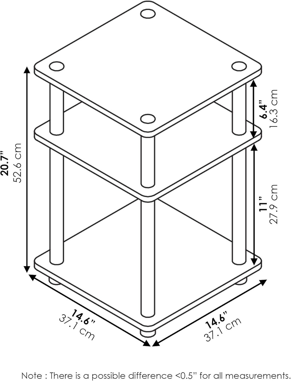 Stylish 3-Tier Modern End Table with Open Shelves – Easy Assembly in Blackwood