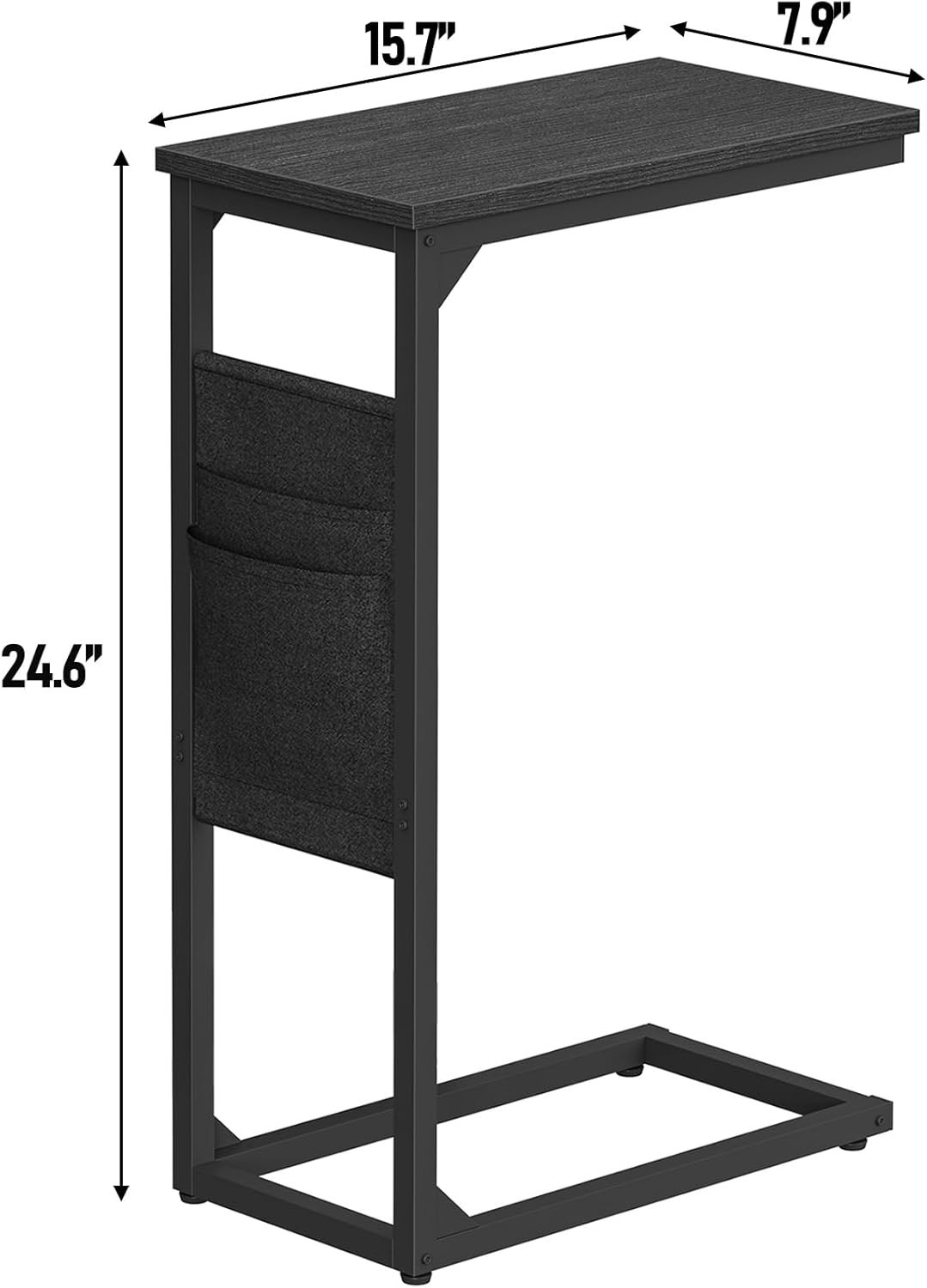Bamboo C Shaped End Table, 360° Rotatable TV Tray for Couch, Adjustable Heigh…
