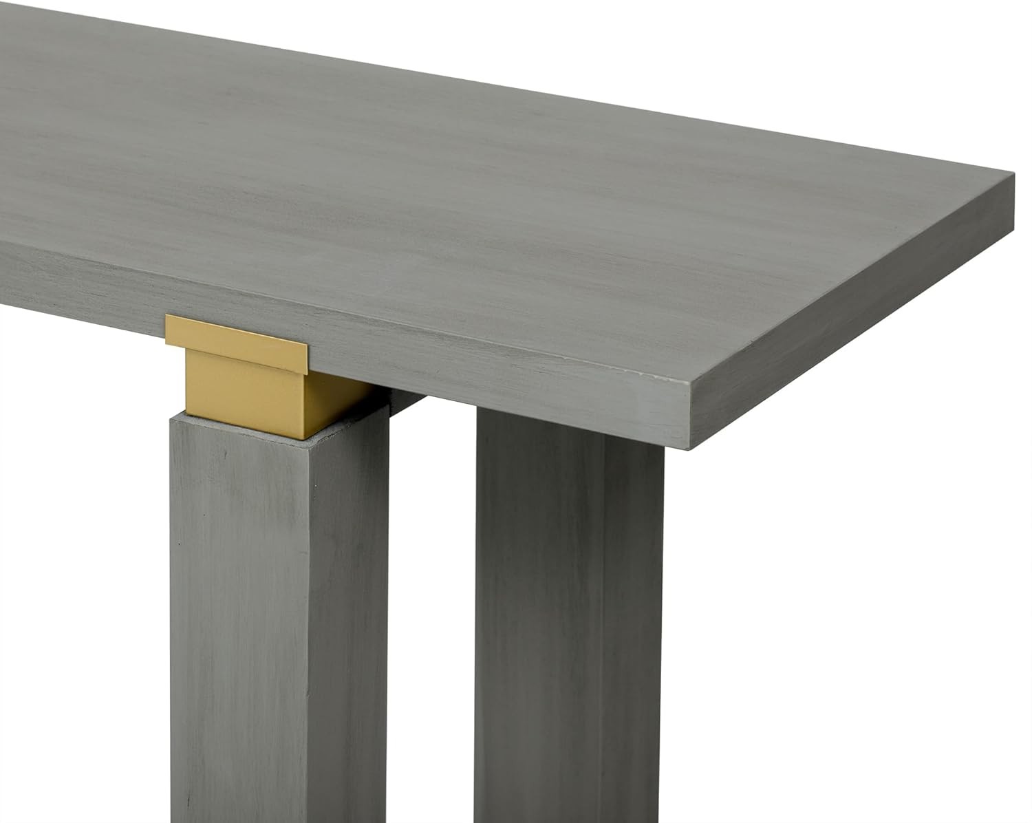 Minimalist Console Table, Solid Wood Entryway Table w/Shelf and Metal Accents