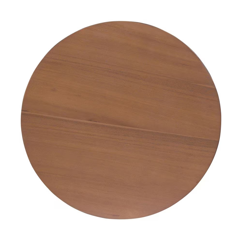 Bryce 17.5 In. Natural and Black round MDF End Table Side Table Solid Wood Base