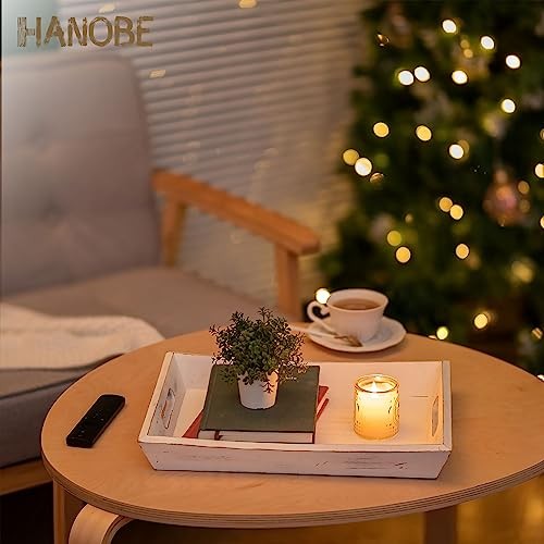 Decorative Wooden Serving Tray: Rustic Wood 15.8″ x 11.7″ x 2″ Whitewashed