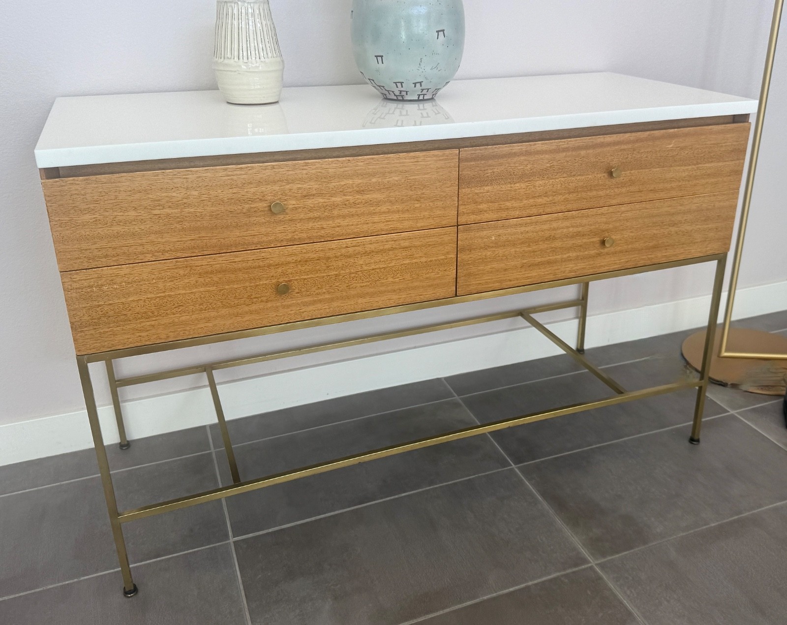 Paul McCobb Mid Century 4-Drawer Console Table 48″ Long Original