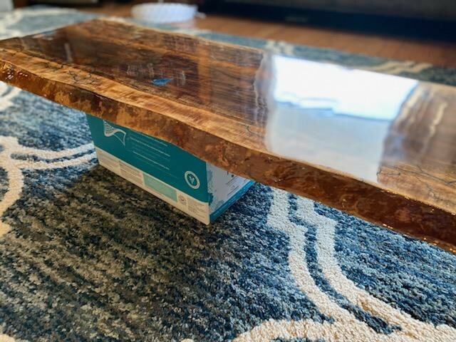 Live Edge Bocote coffee table slab. Length-40.25 in, W-15to16 in, and Thick-1.25