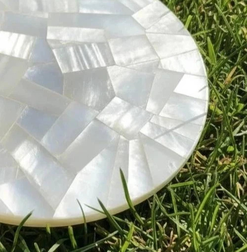 Round Selenite Stone Coffee Table Handmade Modern Luxury Home & Garden Decor Top