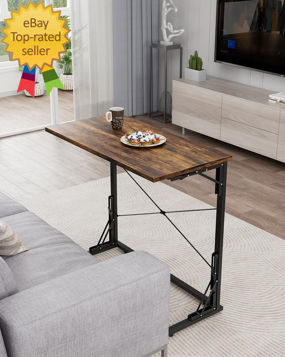 31.5 Folding Desk, Foldable TV Tray Table for Eating on Couch Extra Large TV