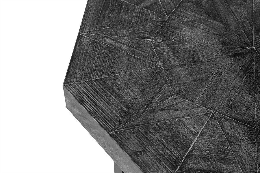 Wood Octagonal Patchwork Craft Farmhouse Wooden Table Metal Legs Coffee Table