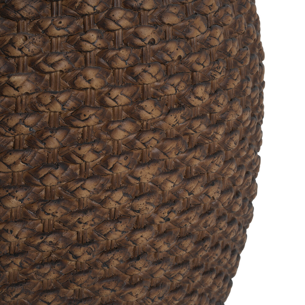 Faux Rattan Side Table – Handmade MgO Construction, Indoor/Outdoor Use (Brown)