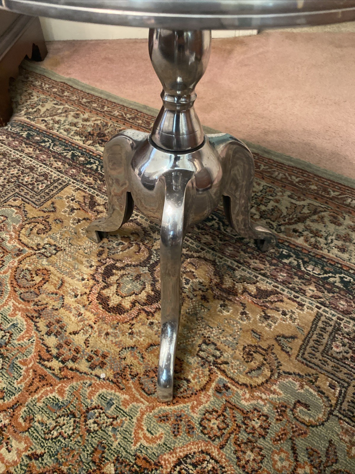 Modern Sculptural Aluminum Pedestal End Table Contemporary Designer 17.5” India