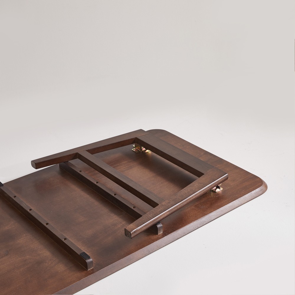 Walnut Brown Wooden Coffee Table, Mid-Century, Rectangular with Storage Shelf