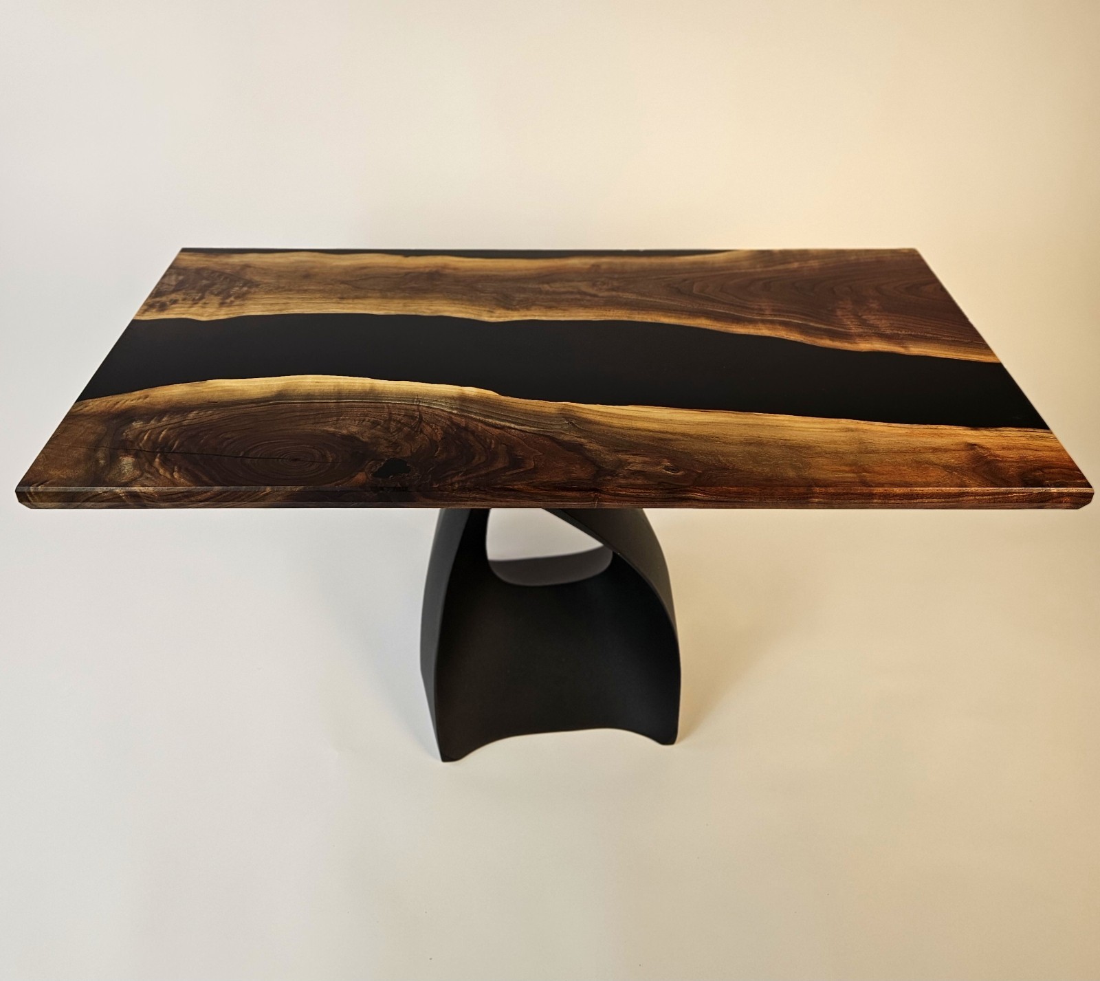 Black Walnut Epoxy Coffee Table | Live Edge River Table | Modern Metal Base