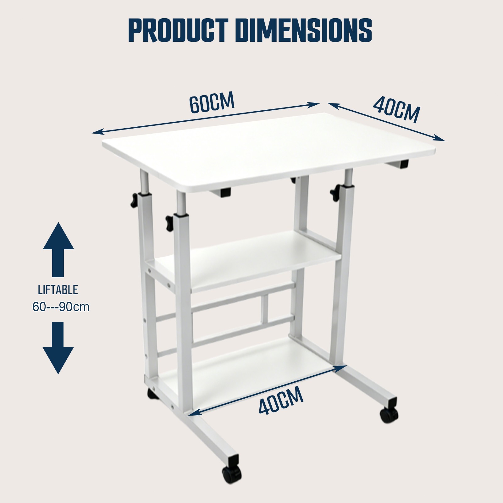 Adjustable Height Laptop Desk Movable Bedside Computer Table Sewing Cart