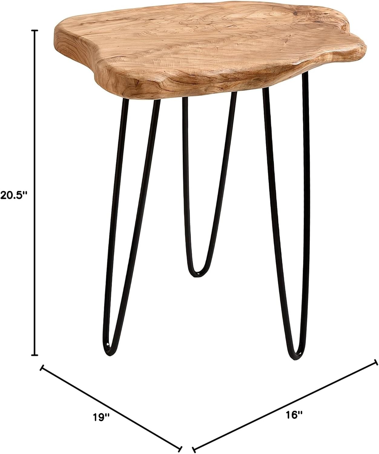 Live Edge Cedar End Table Unique Desktop Side Table,19″ L x 16″ W x 20.5″ H