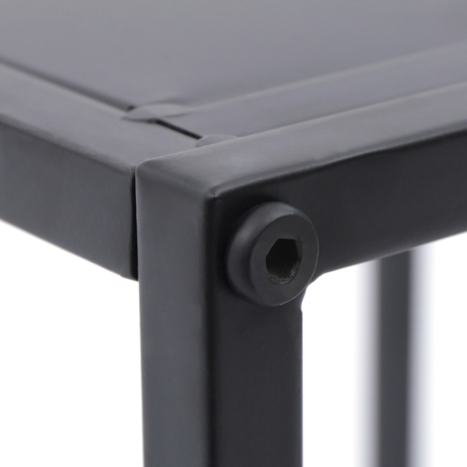 2PC Square Coffee Table End Table Modern Metal Side Table Matt Black Home Office