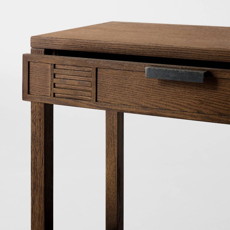 Dosinia 60″ Rectangular Console Table Brown 2 Drawers Lower Shelf Rubberwood