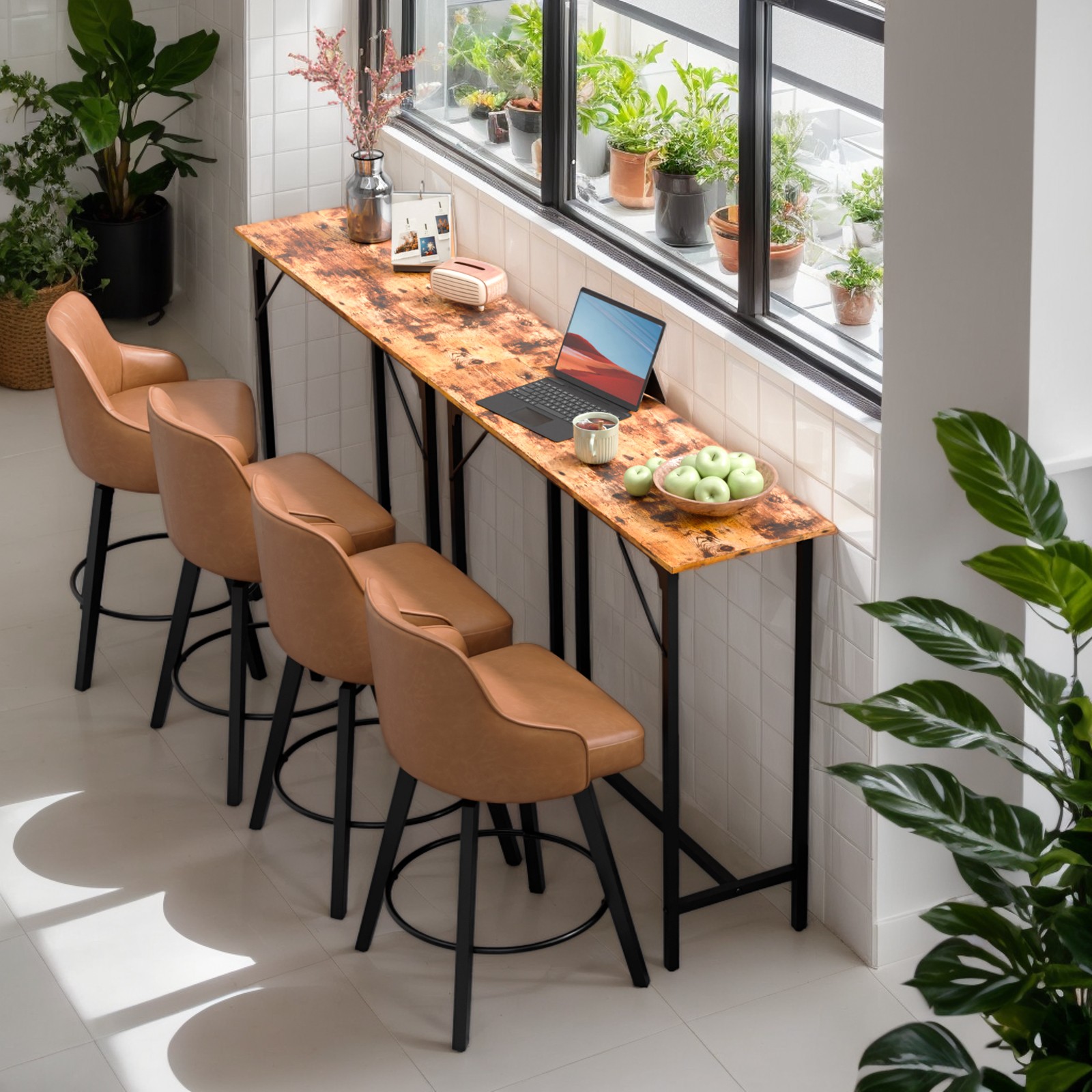 Durable MDF Top & Metal Frame, Ideal for Kitchen/Bar