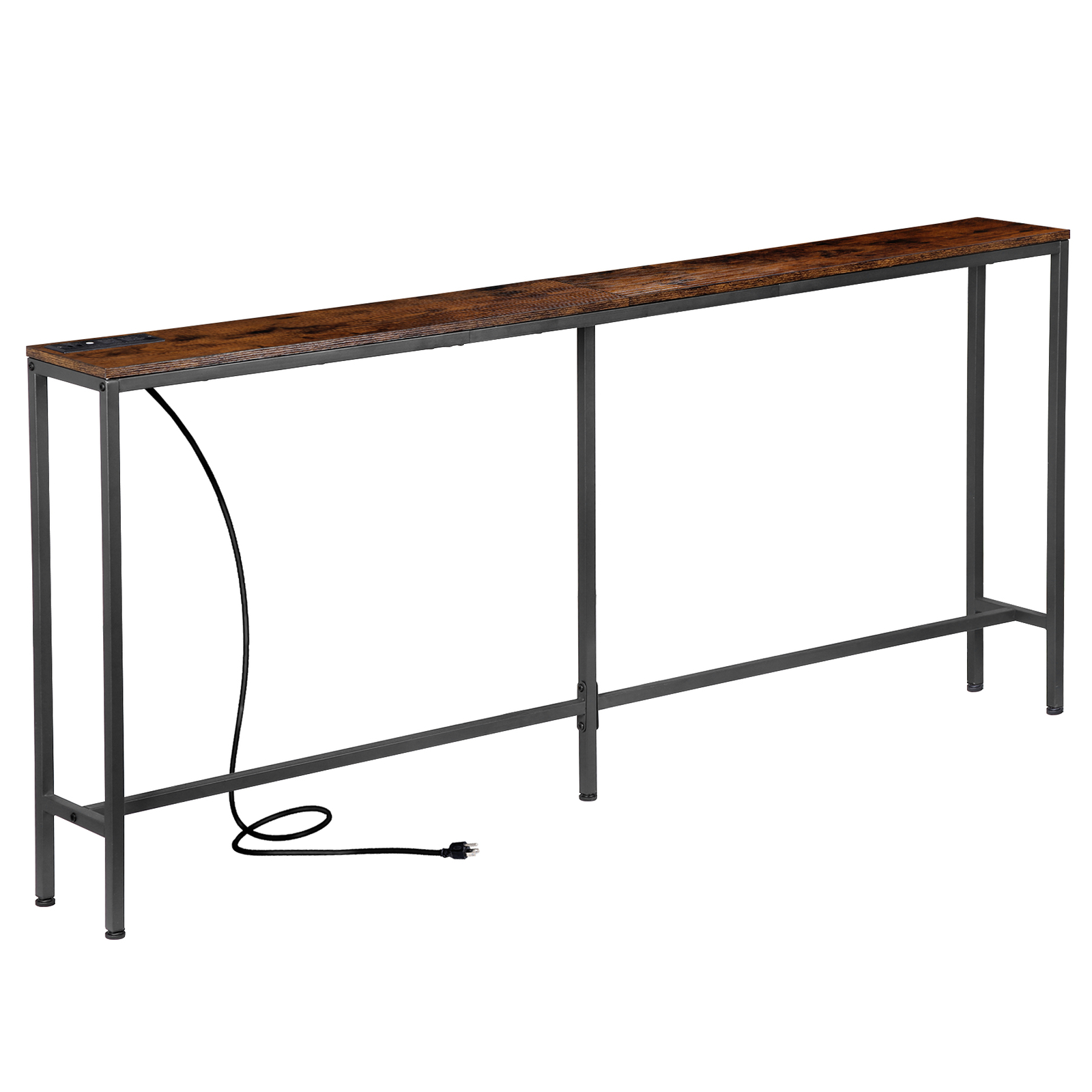 Console Table 71″ Narrow Sofa Table Industrial Entryway Table with Power Outlet