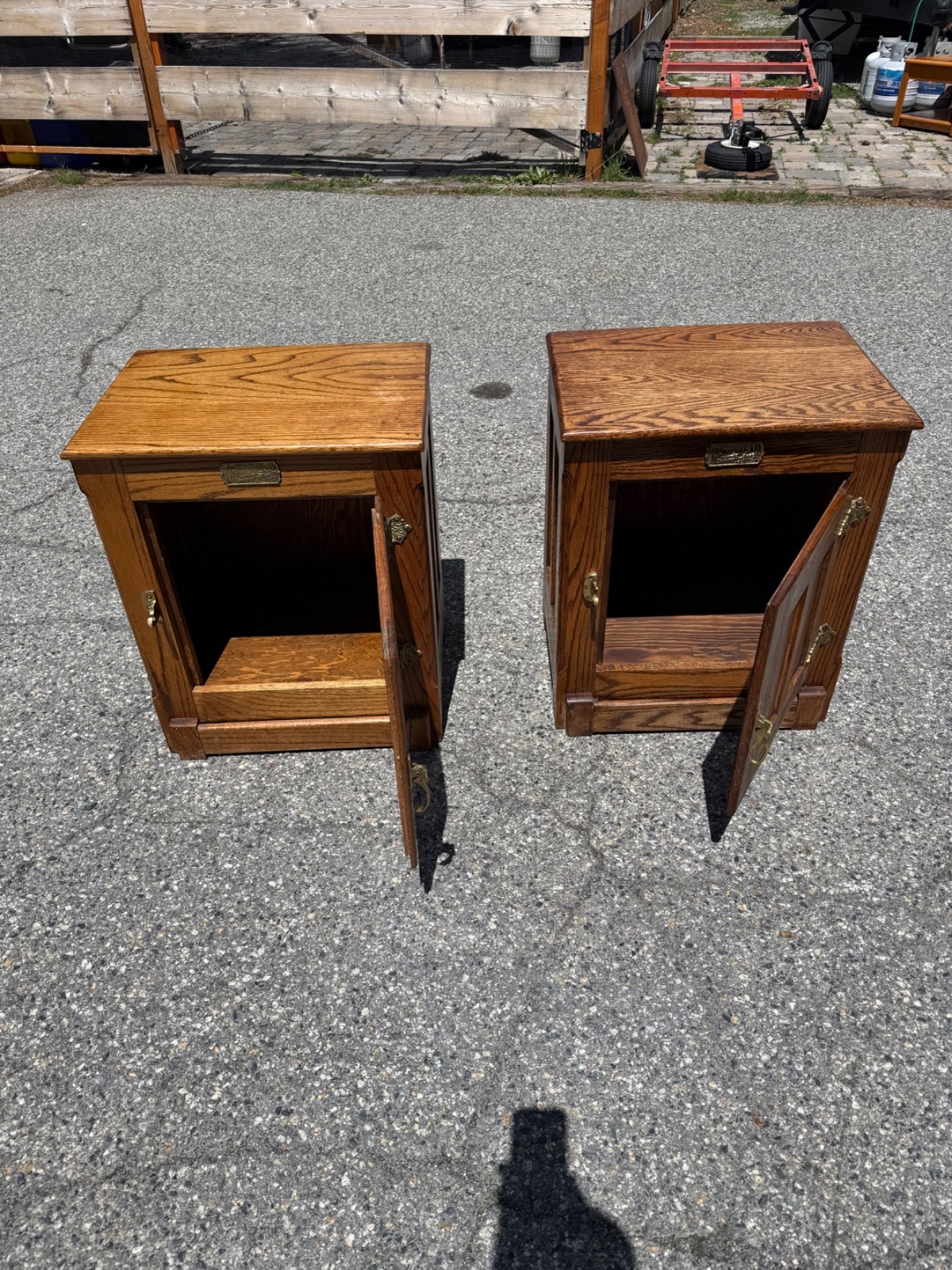 Antique White Clad Ice Box Tables Set of 2