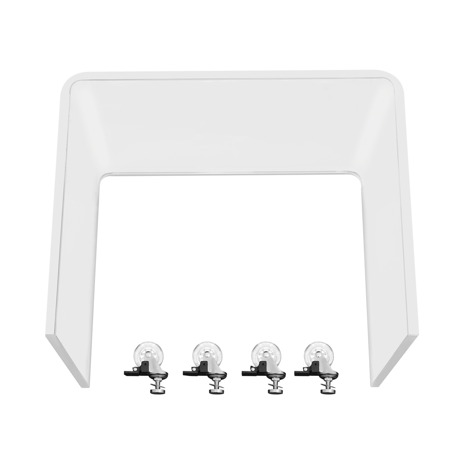 Clear Acrylic C-Shaped Side Table 13.8 × 13.8 × 22 In With 4 Wheels