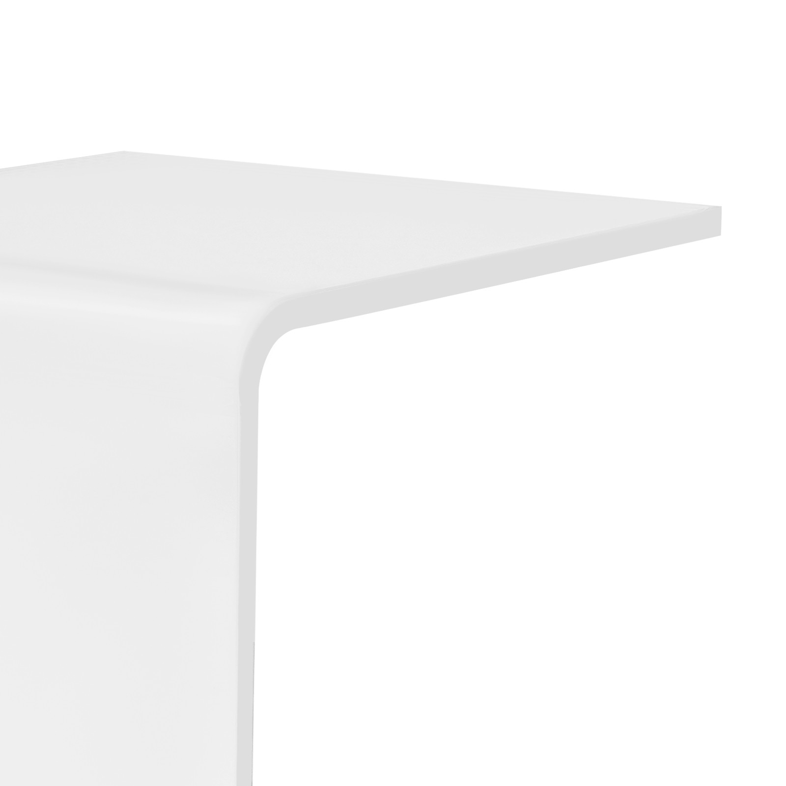 Clear Acrylic C-Shaped Side Table 13.8 × 13.8 × 22 In With 4 Wheels
