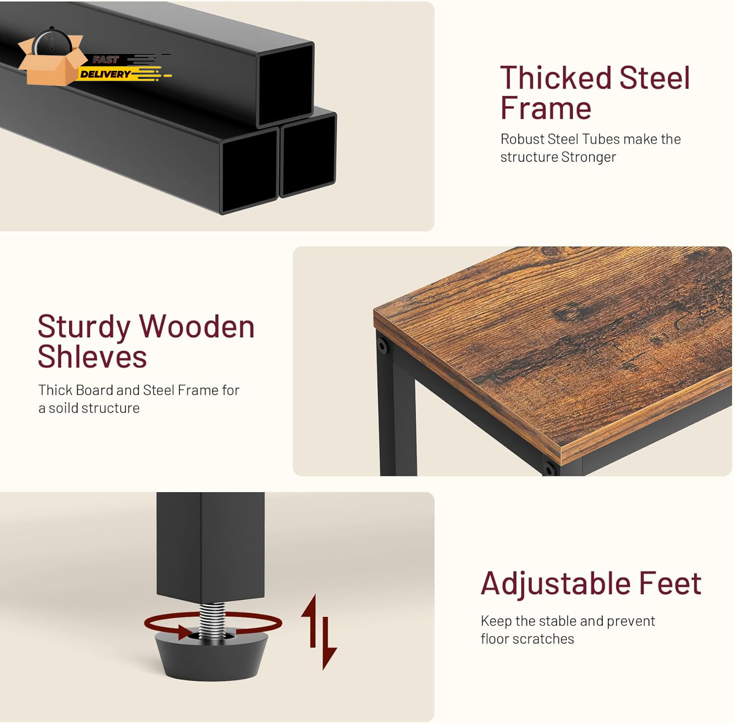 Narrow Small Side Table for Small Space, 2 Tier Sofa Skinny End T