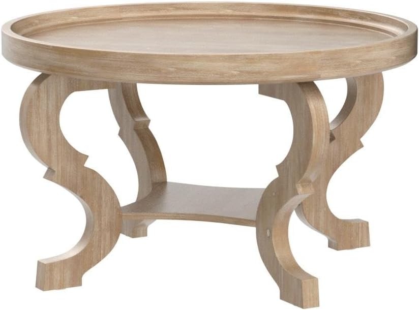 Althea Faux Wood Circular Coffee Table, Nature