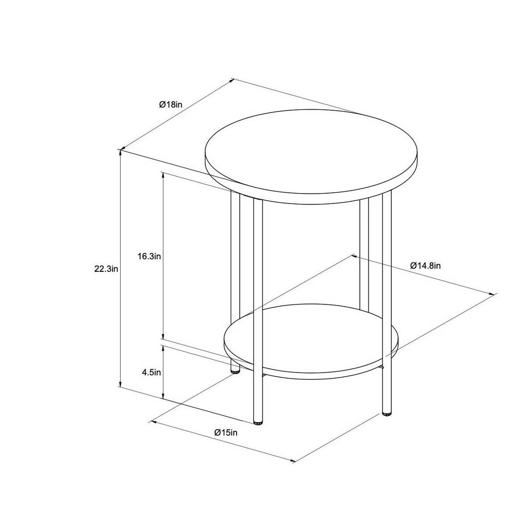 Wood and Metal Round End Table Black – Room Essentials