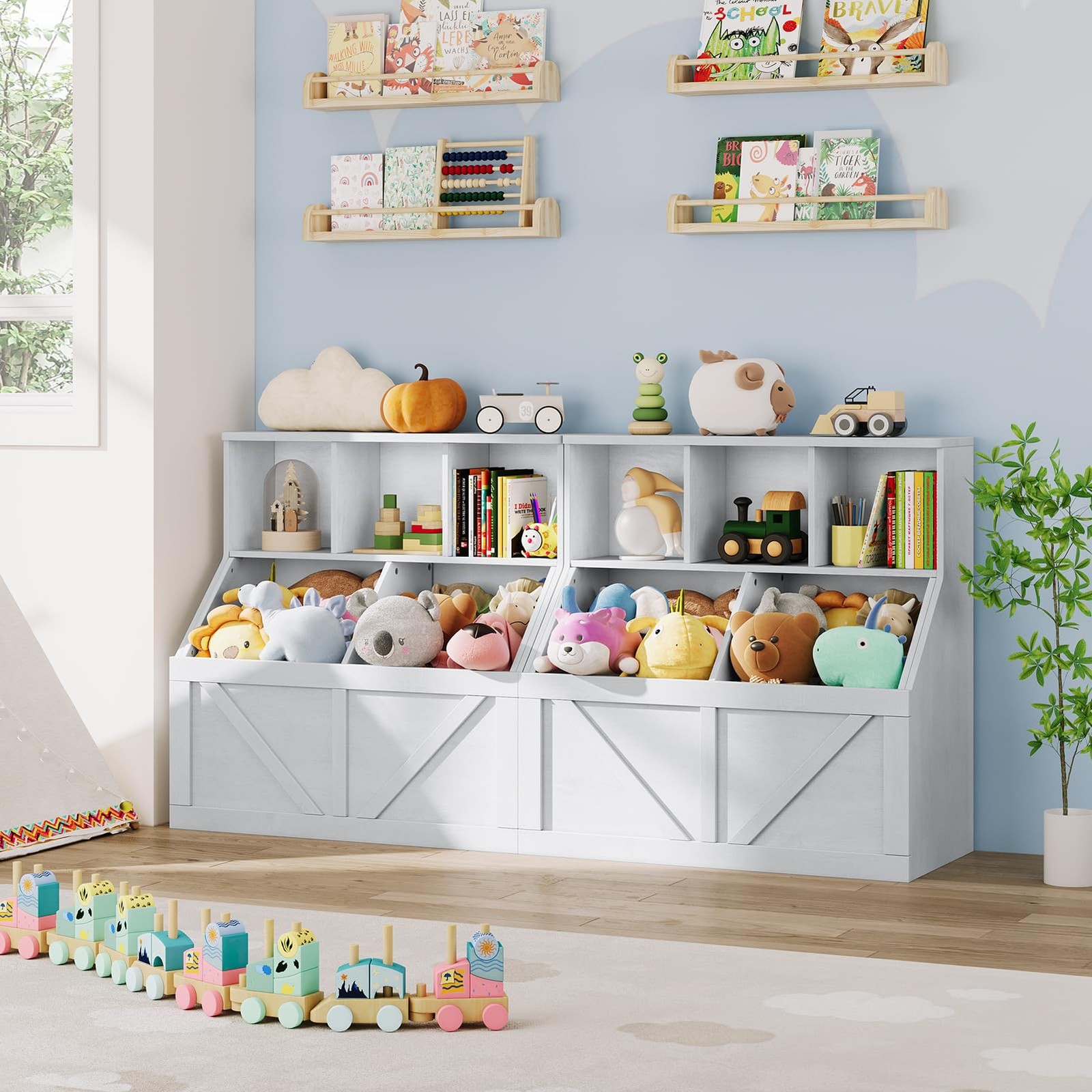 Kids Toy Storage Organizer Bookshelf and Toddlers for Rooms Playroom Bedroom