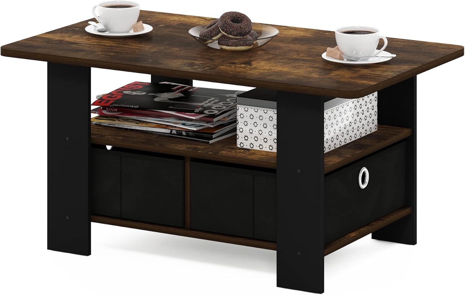 Turn-N-Tube Coffee Table 31.22D x 15.5W x 15.8H in French Oak Grey/Black/Black