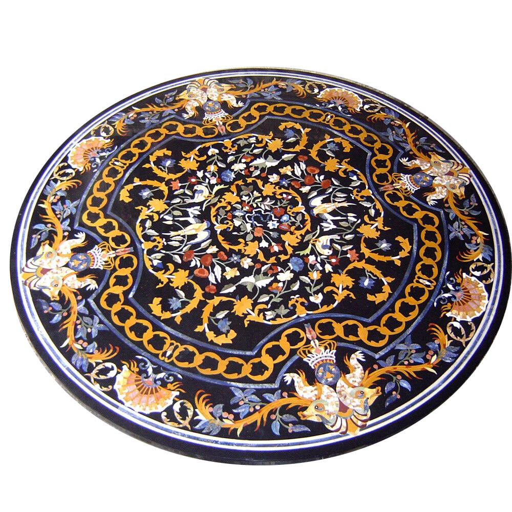 48″ Marble dining Table Top Handmade marquetry handmade Pietra dura Inlay