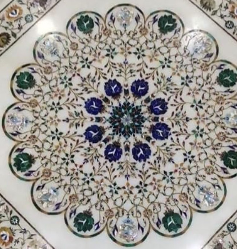 100% Genuine Stone I Floral Design Semi Precious Stone Inlaid With Wood Stand