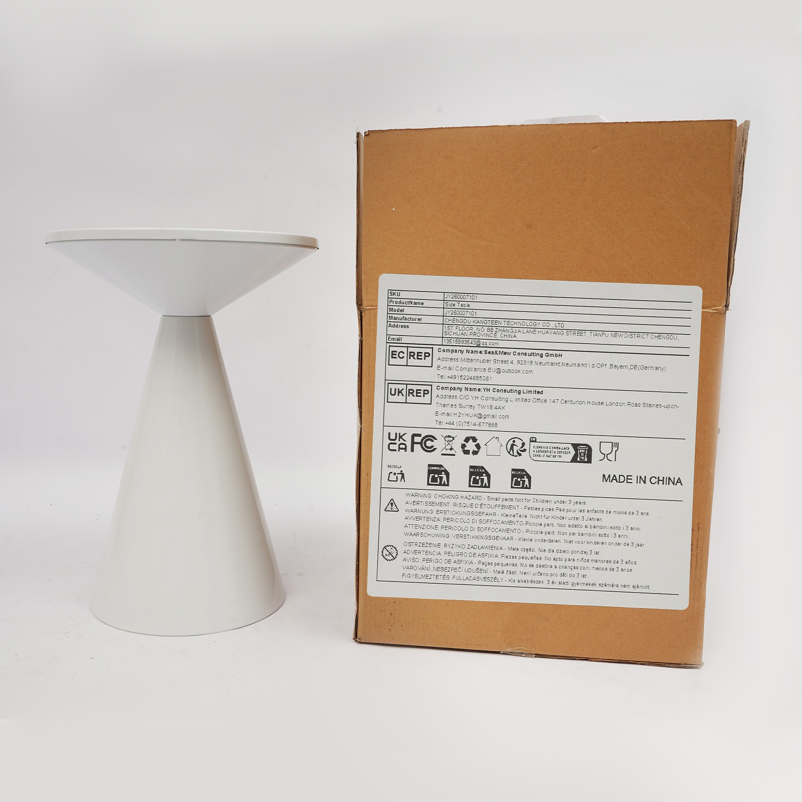 Living Room End Table White Modern Round Metal Coffee Table Home Decor Table