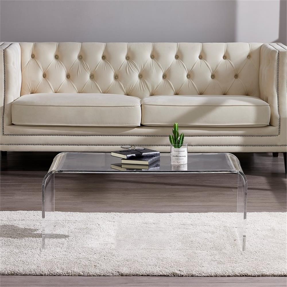 Modern Clear Acrylic Coffee Table (16” H X 39” L X 16” )