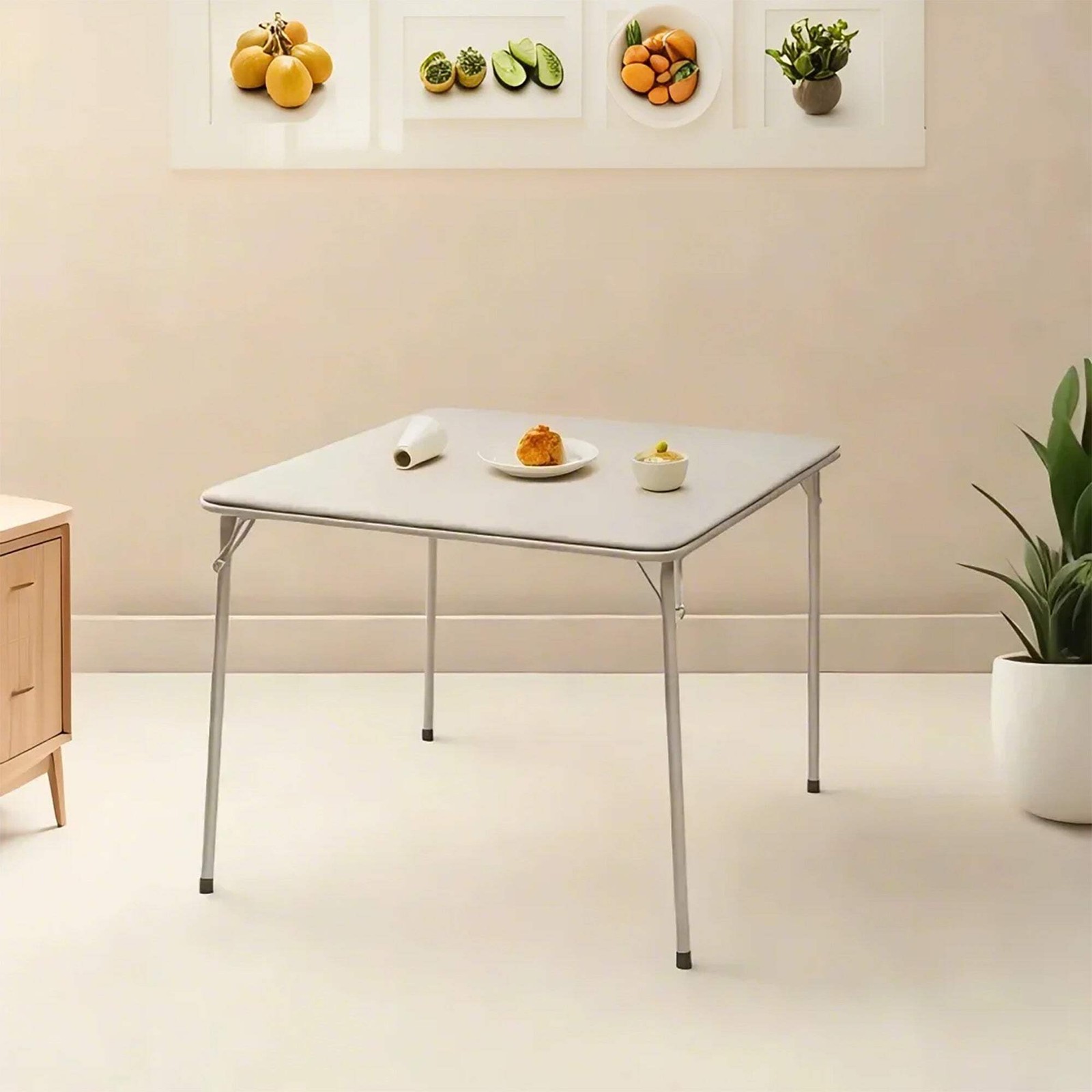 Homy Casa FERN Folding Square Card Table, 31.5″ x 31.5″, Easy-Clean PVC Top with