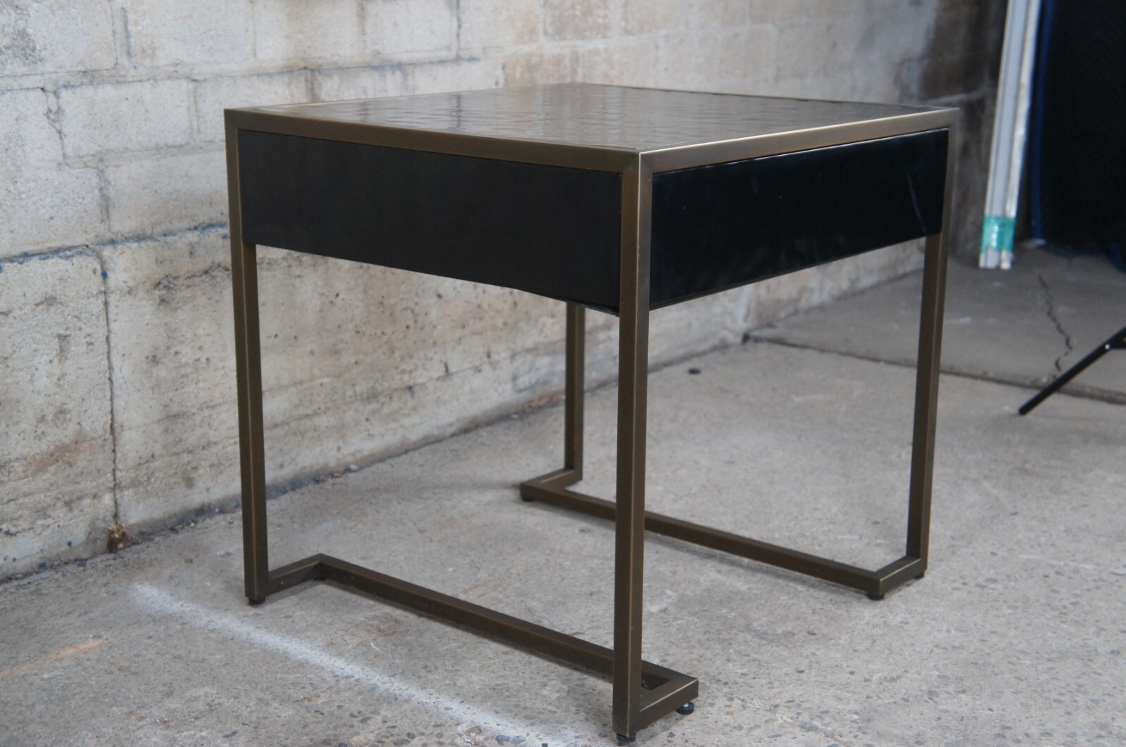 Baker Milling Road Kara Mann Modern Lacquer & Metal Side End Table Nightstand