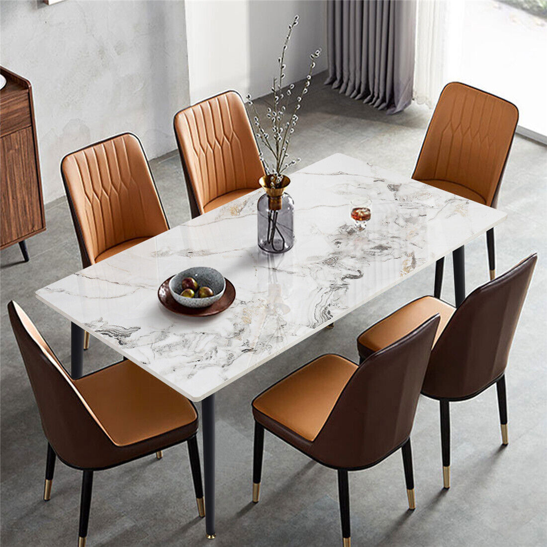 Glossy/ Matt 6 Seater Marble Dining Table Kitchen Fancy Restaurant Dinner Table