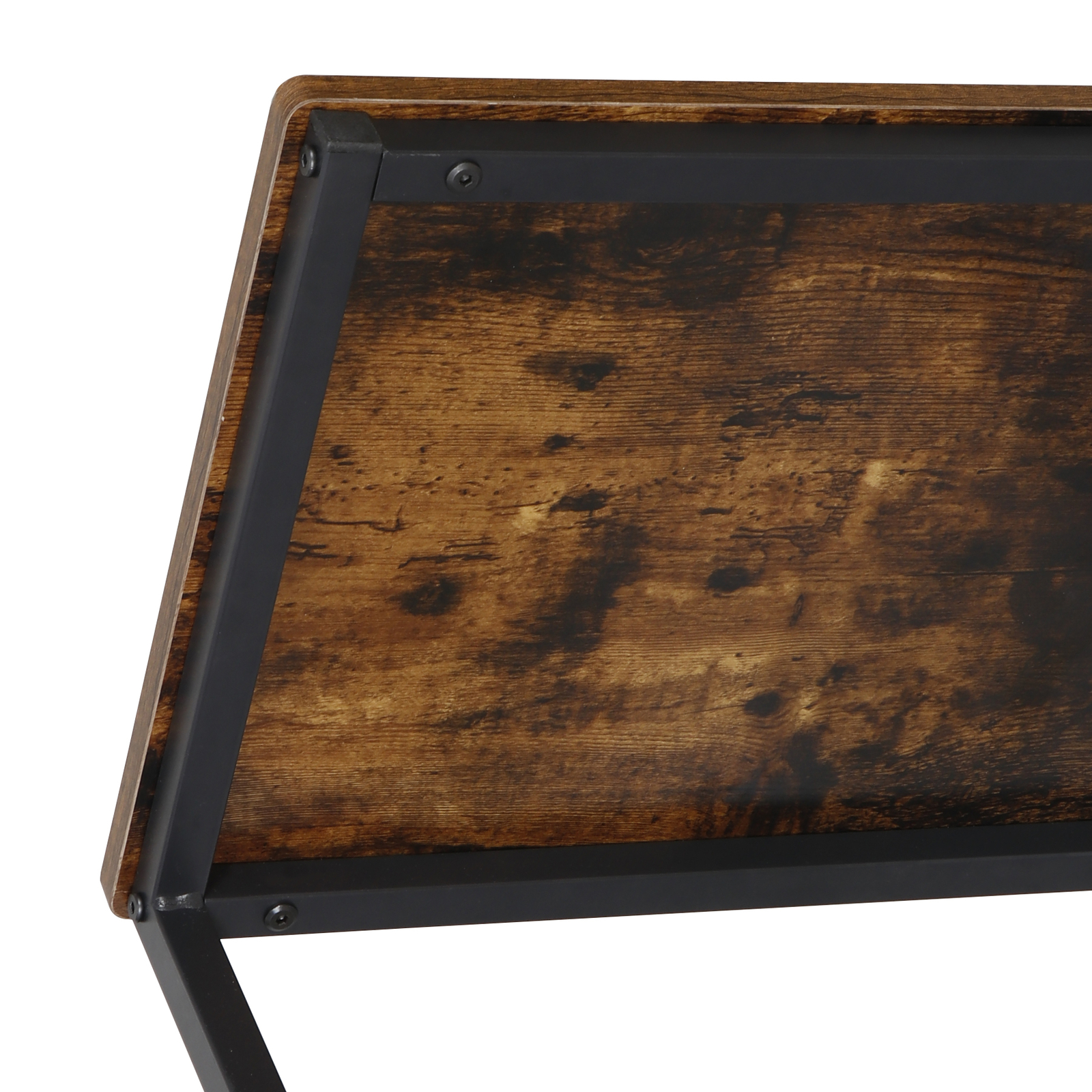 C-Shaped Side Table Couch Sofa End Table for TV Trays Living Room Rustic Brown
